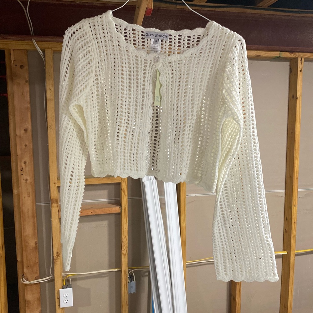 Cream Crochet Swim Coverup